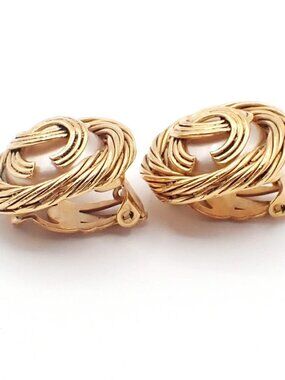 CHANEL CC Imitation pearl Round Button Earrings Clip-On 94A Gold